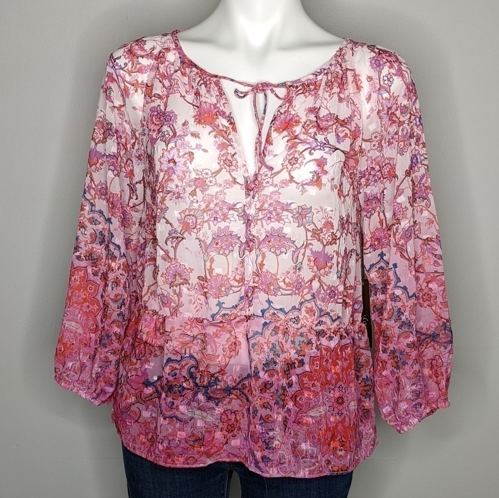 NWT Crosby pink floral blouse S